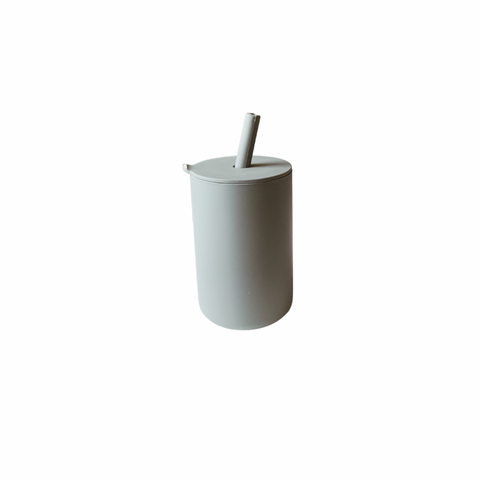 Silicone Baby Cup with Straw - Dark Grey