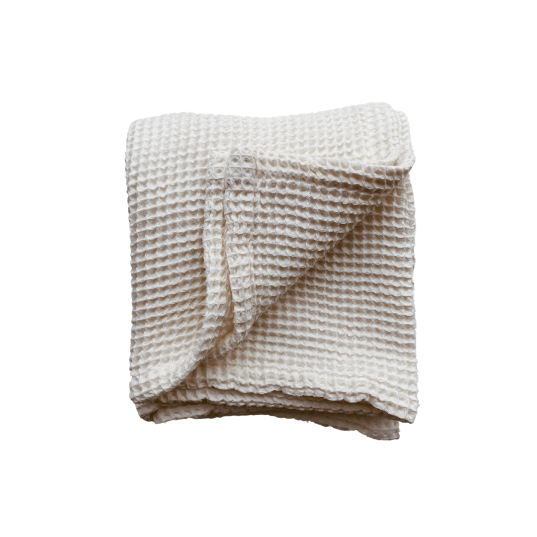 Ivory White Cotton Waffle Knit Dish Towel