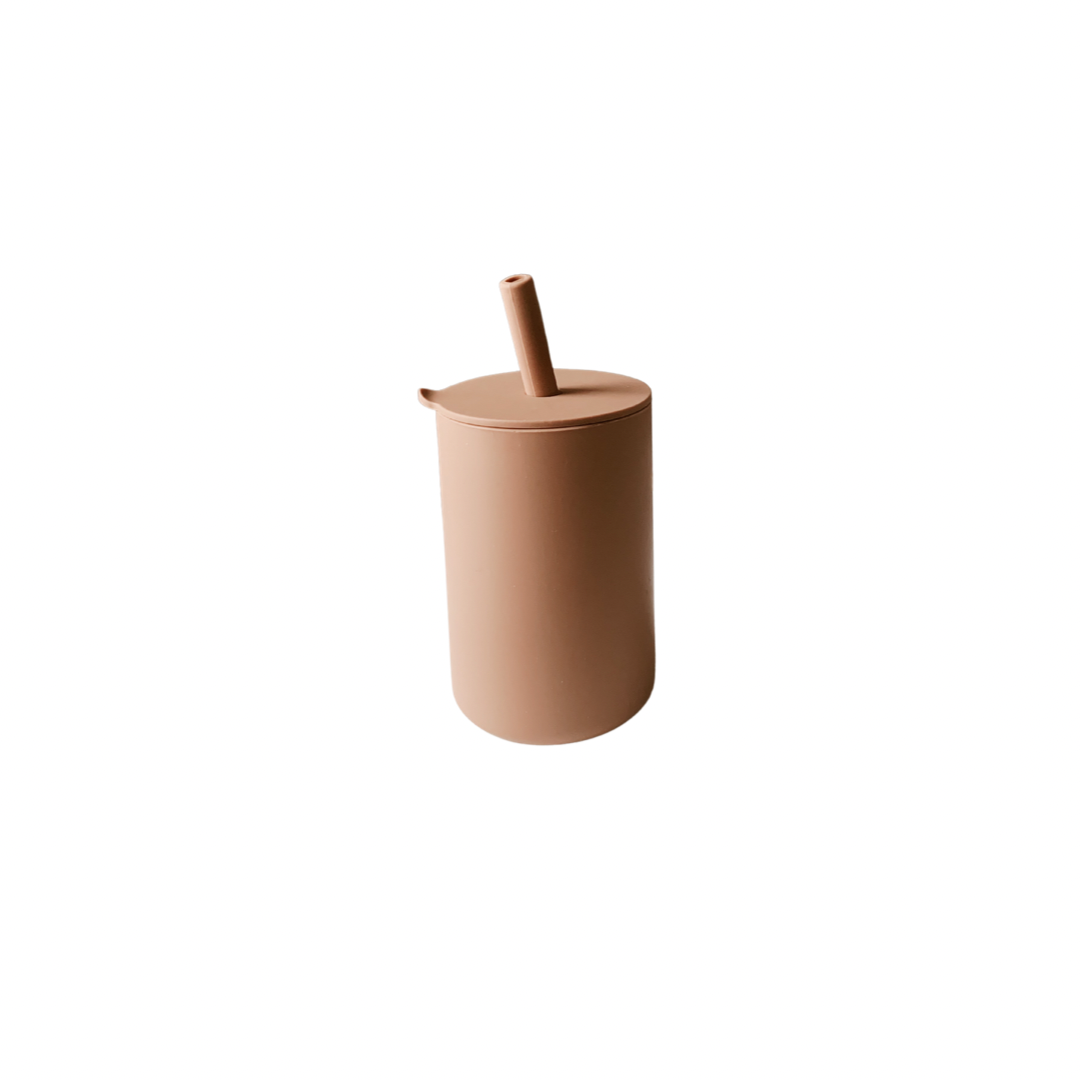 Silicone Baby Cup with Straw - Toffee
