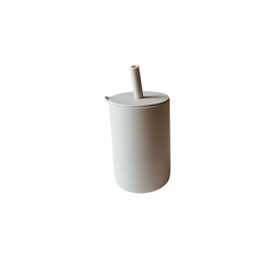 Silicone Baby Cup with Straw - Light Grey