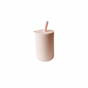 Silicone Baby Cup with Straw - Light Pink