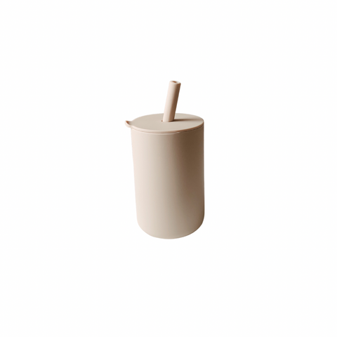 Silicone Baby Cup with Straw - Sandstone